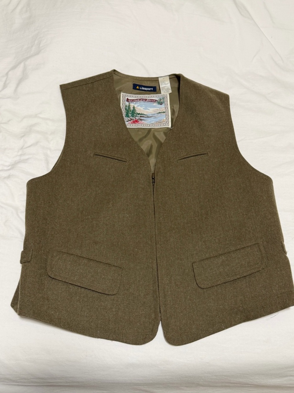Vintage Lizsport by Liz Claiborne Women's Wool Vest with Zip Front